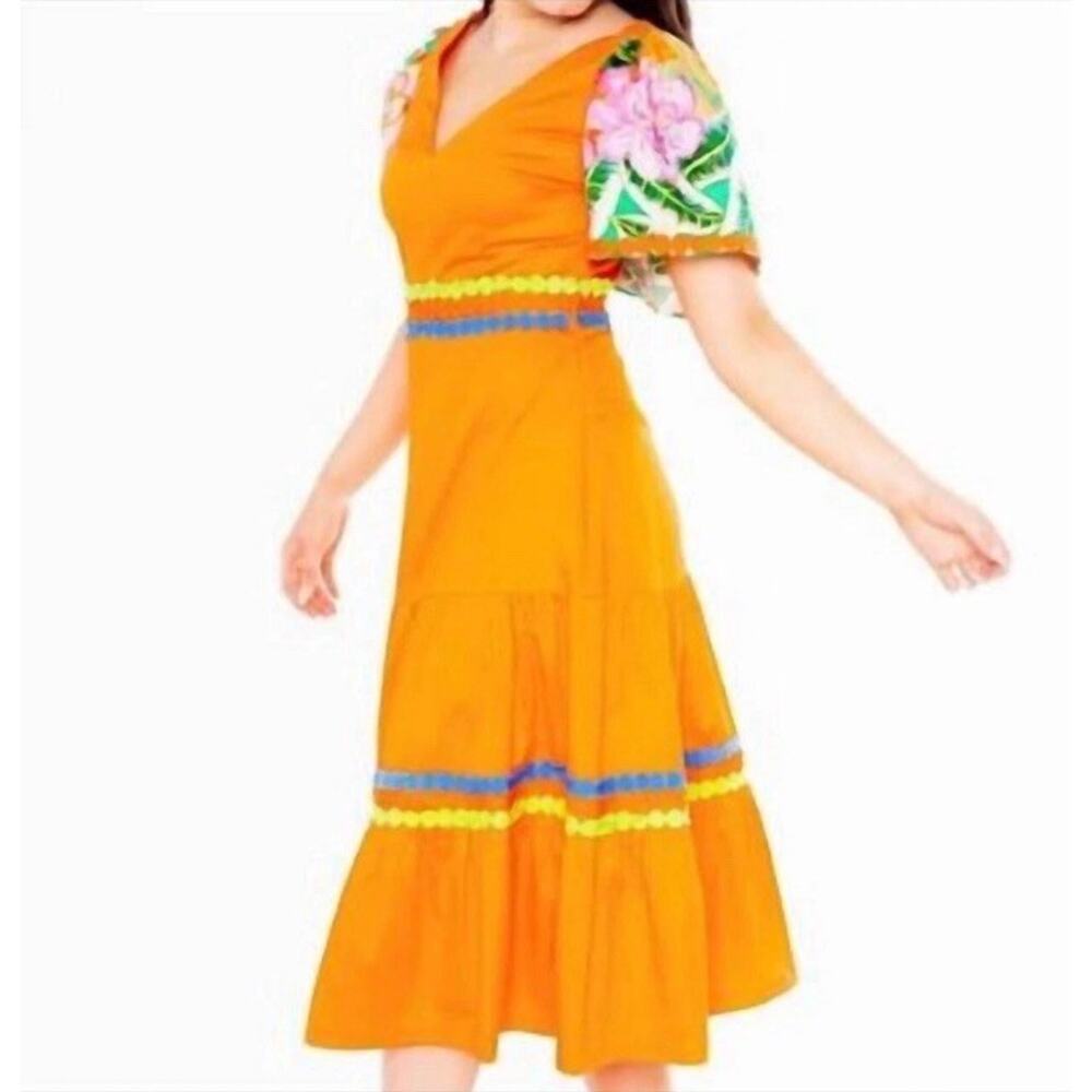 Alden Adair Diana Papaya Midi Maxi Dress Size S Vacation‎ Resort Tropical